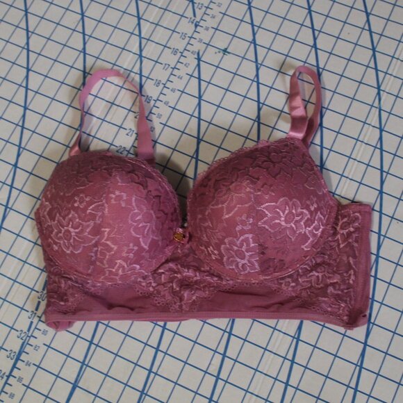 Daisy Fuentes Rose Pink Lace Push-Up Bra 40C - Picture 5 of 10